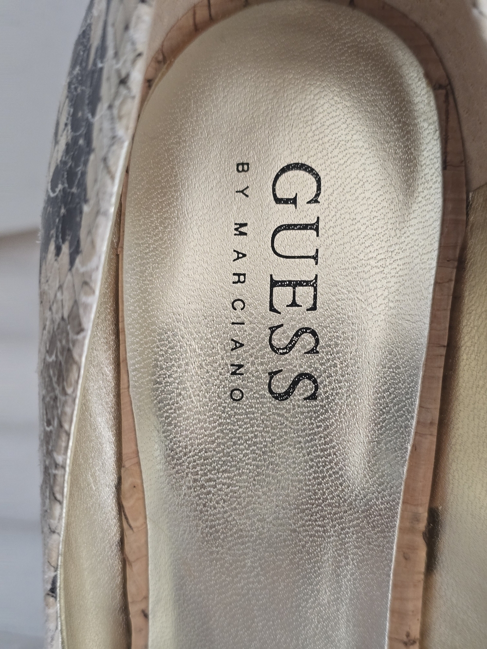 Guess Gold Metallic Insole Snakeskin Wedge